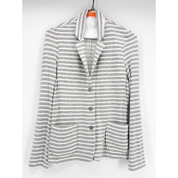 Majestic Filatures The Striped Soft Touch Blazer Gray/W 1/XS - Picture 2 of 9
